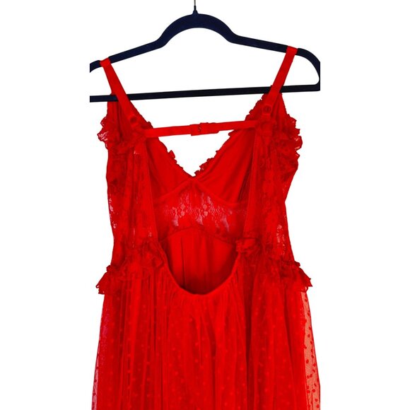 2/$30 NWT Choosy Size 18 Red Lingerie Maxi Gown Lace & Mesh - Picture 9 of 15